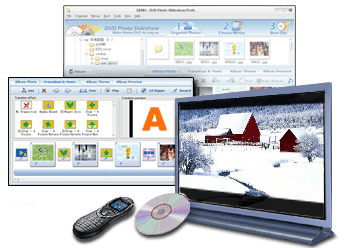 Screenshot of Photo DVD Slide Show Software, Organize photos, MP3 background music, and transition effect into a DVD disc, and play on TV