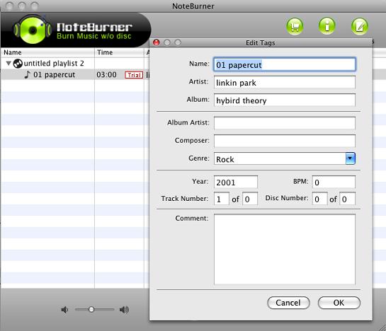 Screenshot of NoteBurner Audio Converter