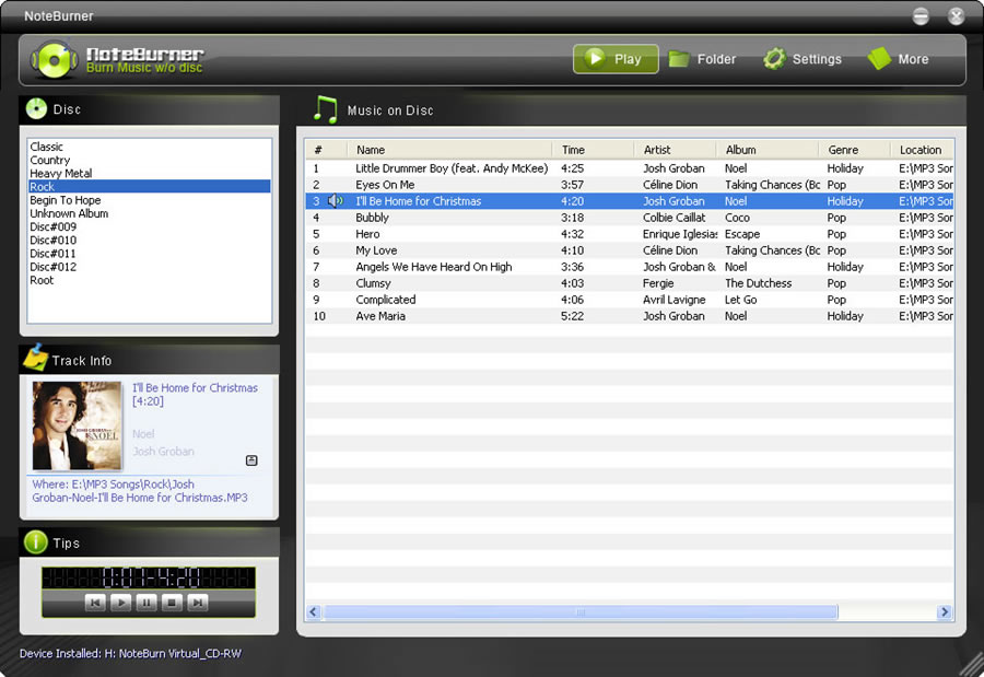 Screenshot of NoteBurner Audio Converter